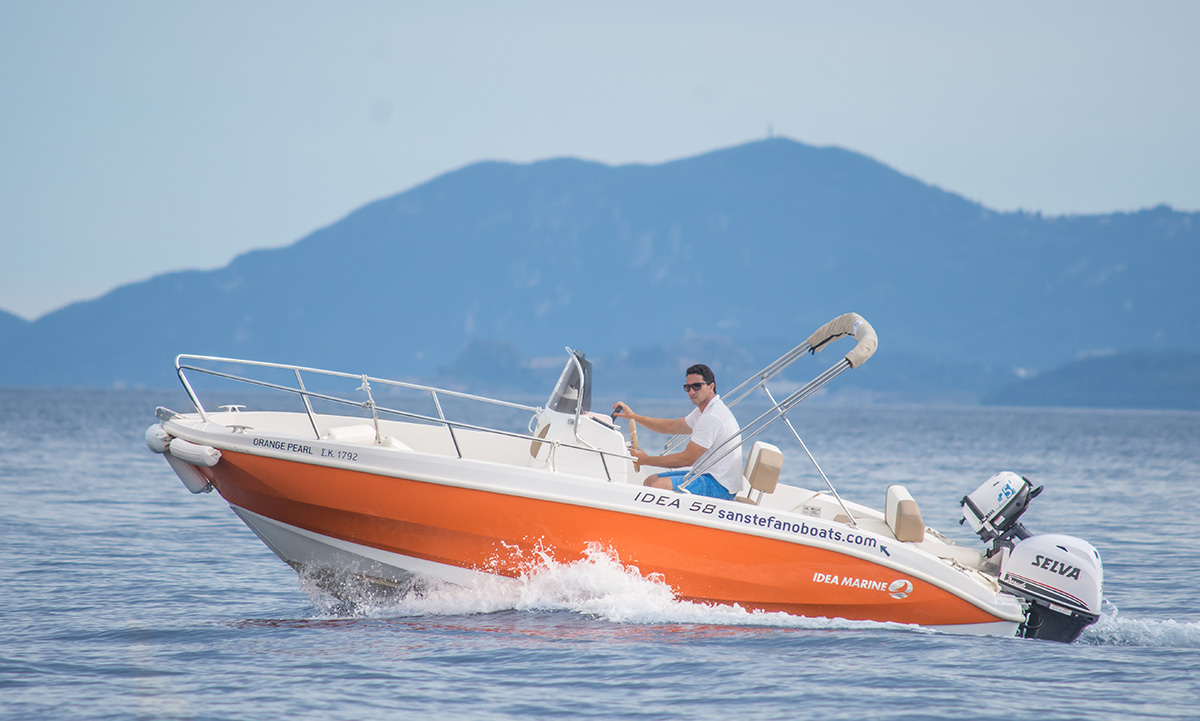 Orange Pearl 30 HP Deluxe 8 Pax - San Stefano Boats - Corfu Boat Hire